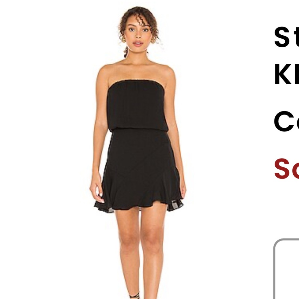 Black Strapless Ruffled Sheath Dress